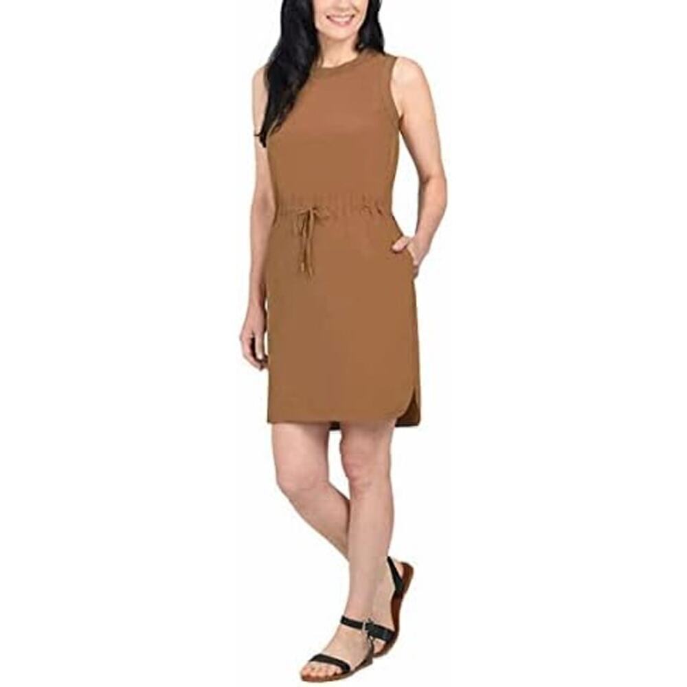 NWT Hilary Radley Women's‎ Brown Drawstring Waist Mini Sleeveless Dress Size XXL